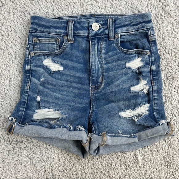American Eagle Shorts Womens 2 Curvy Hi Rise Shortie Next Level Stretch Cuffed - Picture 1 of 5